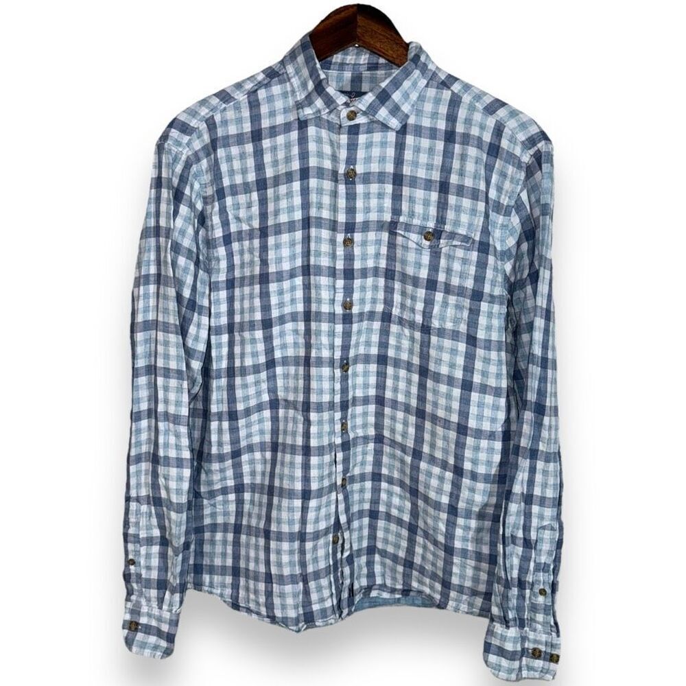 Johnnie-O Surflannel Button Down Flannel Shirt Sz M in Blue